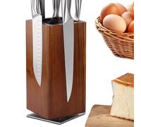 Porte-couteaux magnétique en bois, rotatif à 360 °, double face, bloc à couteaux magnétique puissant pour les amateurs de cuisine, les cuisiniers professionnels et les cuisiniers amateurs, idéal pour