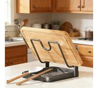 Porte Couvercle Cuisine, Support de Rangement pour Couvercle de Casserole de Cuisine Avec Repose Cuillère, Support Couvercle Casserole avec Bac D'égouttage, Porte Cuillere Cuisines (Gris-1 couche)