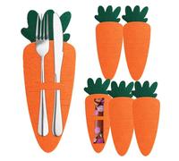 Porte-couverts de Pâques 6 pièces organisateur de carottes | Repose-cuillère de Pâques et sac à couverts pour cuillères, fourchettes, couteaux, coupe, style campagnard, cuisine