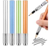 Porte-Crayon Prolongeur De Crayon Réglable En Aluminium 4PCS, Serrage 7-9 mm, Grip Ergonomique, Pour Dessin Bureau École