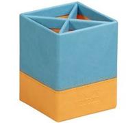Rhodiarama pot à crayons simili cuir italien 8x8x11 cm - Turquoise