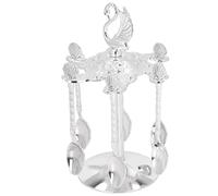 Porte-cuillères à café élégant en forme de cygne, support rotatif pour touillette en alliage de zinc avec 6 cuillères, finition argent brillant, idéal pour le café, le bureau, les