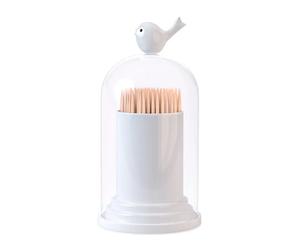 Porte cure-dents,coton-tiges Balvi Birdie Blanc 12,3x6,3x6,3 cm