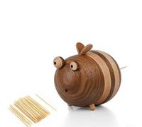 Porte-cure-dents design abeilles en bois - Distributeur de cure-dents décoratif pour cuisine et table - Noyer hêtre 9 x 6,5 cm