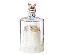 Porte-Cure-dents en Forme de Lapin Mignon avec Couvercle Transparent, Distributeur de Cure-dents Rond de Grande capacité et Organiseur de Cotons-tiges pour la Cuisine/le