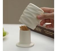 Porte-cure-dents pour fête de mariage, porte-cure-dents en céramique blanc crème, boîte à cure-dents à motif ondulé avec couvercle, boîte de rangement anti-poussière pour cure-dents pour la cuisine et