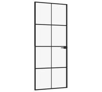 vidaXL Porte intérieure noire 83x201,5 cm verre trempé & aluminium mince