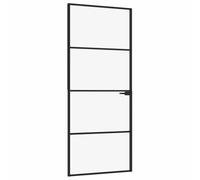 vidaXL Porte d'intérieur 83×201,5 cm – verre trempé & aluminium mince – Noir