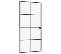 vidaXL Porte intérieure noire 93x201,5 cm verre trempé & aluminium mince