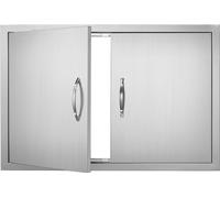 Porte d'accès au barbecue, 838 x 558 x 46 mm, Double porte de cuisine extérieure - Porte en acier inoxydable pour îlot de barbecue - Porte murale verticale avec poignées - SM® - Ensemble de portes de