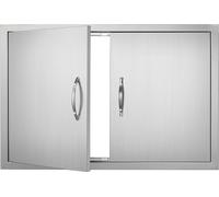 Porte d'accès au barbecue, 838 x 558 x 46 mm, Double porte de cuisine extérieure, Porte en acier inoxydable montée à fleur, Porte murale verticale avec poignées, pour îlot de barbecue, station de barb