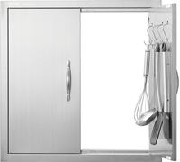 Porte d'accès au barbecue VEVOR, 610 x 610 mm, Double porte de cuisine extérieure, Porte en acier inoxydable montée à fleur, Porte verticale à double paroi avec poignées et crochets, pour îlot de barb