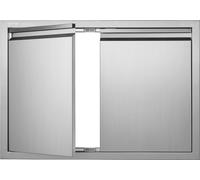 Porte d'accès au barbecue VEVOR, 762 x 532 x 45 mm, Double porte de cuisine extérieure, Porte en acier inoxydable montée à fleur, Porte murale verticale avec poignées escamotables, pour îlot de barbec