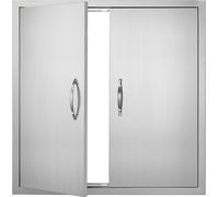 Porte d'accès au barbecue VEVOR, 790 x 790 x 46 mm, Double porte de cuisine extérieure, Porte en acier inoxydable montée à fleur, Porte murale verticale avec poignées, pour îlot de barbecue, station d