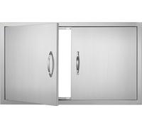 Porte d'accès au barbecue VEVOR, 915 x 533 x 46 mm, Double porte de cuisine extérieure, Porte en acier inoxydable montée à fleur, Porte murale verticale avec poignées, pour îlot de barbecue, station d