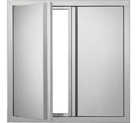 Porte d'accès au gril VEVOR, 610 x 610 mm, double porte de cuisine extérieure, porte en acier inoxydable montée à fleur, porte murale verticale avec poignées escamotables, pour îlot de gril, station d