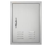 Porte d'accès pour barbecue, porte simple pour cuisine d'extérieur 610 x 431 mm, porte encastrée en acier inoxydable, porte murale verticale avec poignée, aérations et crochet, pour îlot barbecue, sta