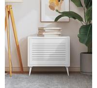 Porte d'armoire, design à lamelles, blanc, 39,5 x 59,4 cm, en bois massif de pin, porte de meuble de rechange, façade de cuisine, façade de placard, porte pivotante, porte à lamelles, rénovation