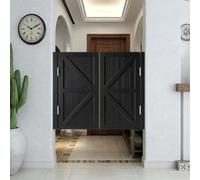 Porte de Café/Porte Saloon, Portillon Bois Double Vantail Style Rustique, Porte Battante de Séparation pour Bar, Cuisine, Salon, Charnières en Acier Inoxydable(Black,152x100 cm (WxH))