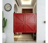 Porte de Café/Porte Saloon, Portillon Bois Double Vantail Style Rustique, Porte Battante de Séparation pour Bar, Cuisine, Salon, Charnières en Acier Inoxydable(Red,124x90 cm (WxH))
