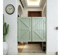 Porte de Café/Porte Saloon, Portillon Bois Double Vantail Style Rustique, Porte Battante de Séparation pour Bar, Cuisine, Salon, Charnières en Acier Inoxydable(Light Green,91x90 cm (WxH))