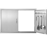 Porte de cuisine extérieure SM® - Porte d'accès au barbecue, 990 x 660 mm - Double porte en acier inoxydable - Montage affleurant - Porte murale verticale avec poignées et crochets - Pour îlot de barb