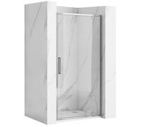 Porte de douche battante Rea Rapid Swing 90 x 195 cm - Chrome, profil aluminium noir brillant