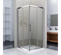 Porte de douche coulissante 120x100x185cm cabine de douche angulaire 2 volets et 2 verres fixés