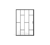 Vente-unique - Porte de douche coulissante en métal noir mat style verriére - Verre anti-calcaire - 120 x 195 cm - SONIKRA