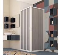 Möbelvertrieb FORTE Porte de douche d'angle PVC Flex Ouverture centrale accordéon 80x100 cm H185 Blanc