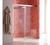 PORTE DE DOUCHE EN NICHE DE 140 CM, CÔTÉ FIXE À GAUCHE, VERRE TRANSPARENT