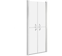 Porte de douche en niche - VIDAXL - Battante - Verre trempé - Aluminium mat - 86 x 190 cm