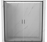 Porte de douche Mexen Exo 170 cm, noir, verre transparent