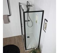 PORTE DE DOUCHE NICHE 130 CM AVEC PAROI FIXE 70 CM PORTE COULISSANTE CITY