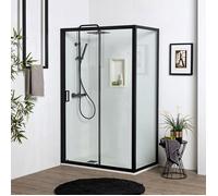 PORTE DE DOUCHE NICHE DE 120 CM AVEC PAROI FIXE DE 80 CM H: 190 CM AVEC PORTE COULISSANTE CITY