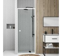 Porte de douche pivotante ajustable de 78 à 90cm en Alu. Blanc et verre transparent - WHITY PIVOT