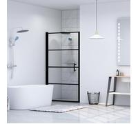 vidaXL Porte de douche pivotante en verre trempé 91x195 cm noir