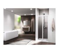Porte de douche pliante -profilé blanc -verre transparent- Riviera 2.0 S 84-90CM NOVELLINI