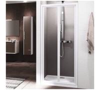 Porte de douche pliante -profilé blanc -verre transparent- Riviera 2.0 S78-84CM NOVELLINI