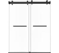 Porte de douche sans cadre, 1219 mm de largeur x 1930 mm de hauteur, porte coulissante en verre trempé transparent de 10 mm d'épaisseur, revêtement nano incassable et silencieux, avec rail, bande d'ét