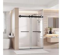 Porte de douche sans cadre - Porte coulissante - Largeur 121,9 cm - Verre de sécurité ESG 10 mm - Revêtement nano hydrofuge et anti-calcaire - Rail, joints d'étanchéité et kit de montage inclus - Tran