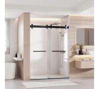Porte de douche sans cadre VEVOR (1219 x 19330 mm/ L x H), porte coulissante en verre de sécurité transparent de 10 mm d'épaisseur avec revêtement nano incassable, porte de douche coulissante avec rai