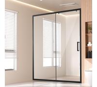Porte de douche semi-sans cadre SucceBuy (1459–1499 x 1778 mm) Porte coulissante en verre (1 fixe + 1 mobile) en verre de sécurité trempé de 6 mm, revêtement NANO, anti-taches, avec ferrures en acier 
