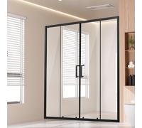 Porte de douche semi-sans cadre SucceBuy (1469–1499 x 1778 mm) Porte coulissante en verre de sécurité transparent de 6 mm, hydrofuge, incassable, revêtement NANO, résistante aux taches, avec ferrures 