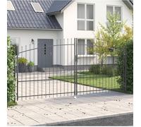 vidaXL Porte de Jardin avec Verrouillage Gris 175 x 400 cm Acier, Jardin et terrasse, barrière métallique décorative, entrée sécurisée, clôture extérieure Originale
