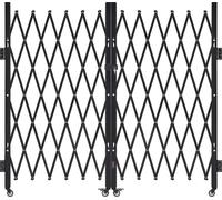 Porte de sécurité VEVOR verrouillable, porte à double ciseaux pliante avec roulettes pivotantes à 360°, porte escamotable en acier Outdoor, pour sécurité d'entrée garage entrepôt, porte pliante 3200 x