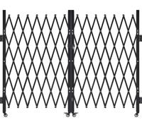 Porte de sécurité VEVOR verrouillable, porte à double ciseaux pliante avec roulettes pivotantes à 360°, portes en acier rétractables Outdoor, pour la sécurité d'entrée garage entrepôt, porte pliante 3
