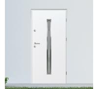 Porte de service 90 cm, 90x200 cm, ouverture sur la droite vers l’extérieur, blanc, acier, modèle Bondy, configuration personnalisée