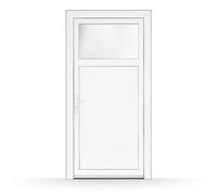 Porte de service avec fenêtre, 88x198 cm, PVC, blanc, ouverture sur la droite vers l’intérieur, modèle Épinal, configuration personnalisée