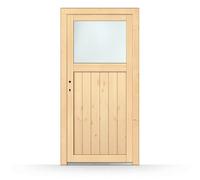 Porte de service bois vitrée Deauville sans poignée - porte extérieure 98×198 cm, design élégant et personnalisable